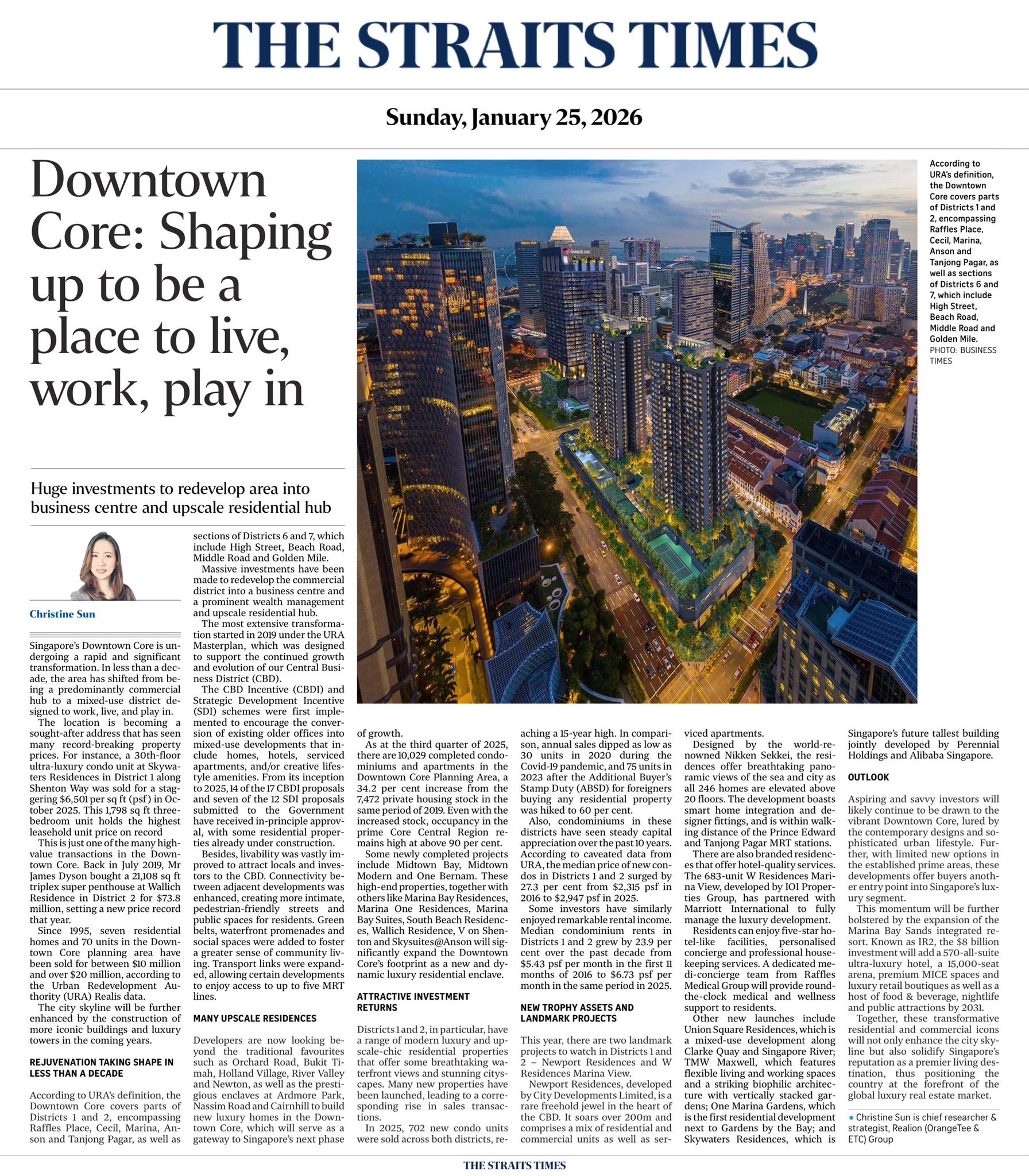 Downtown Core Singapore CBD skyline and residential transformation