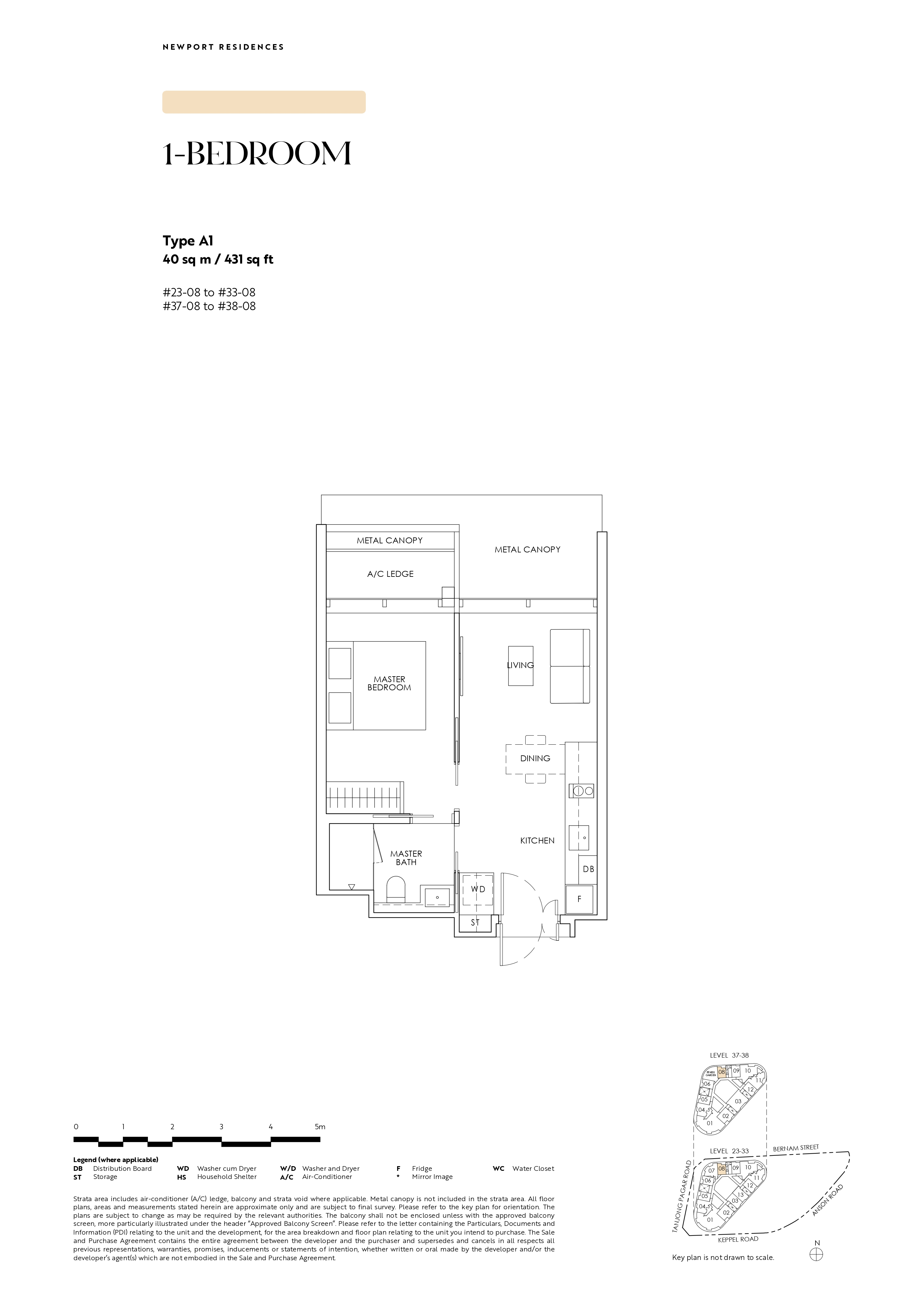 Newport Residences 1-Bedroom Type A1 - 431 sqft