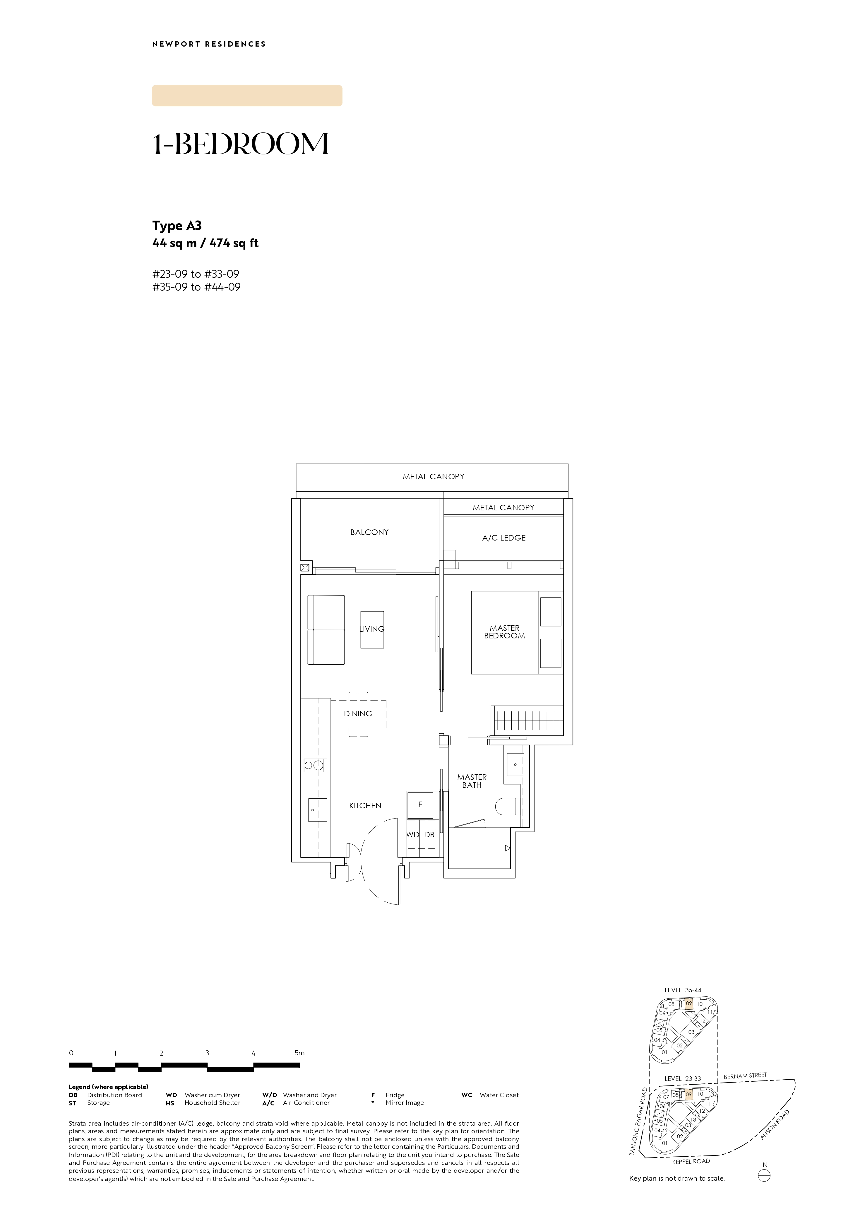 Newport Residences 1-Bedroom Type A3 - 431 sqft