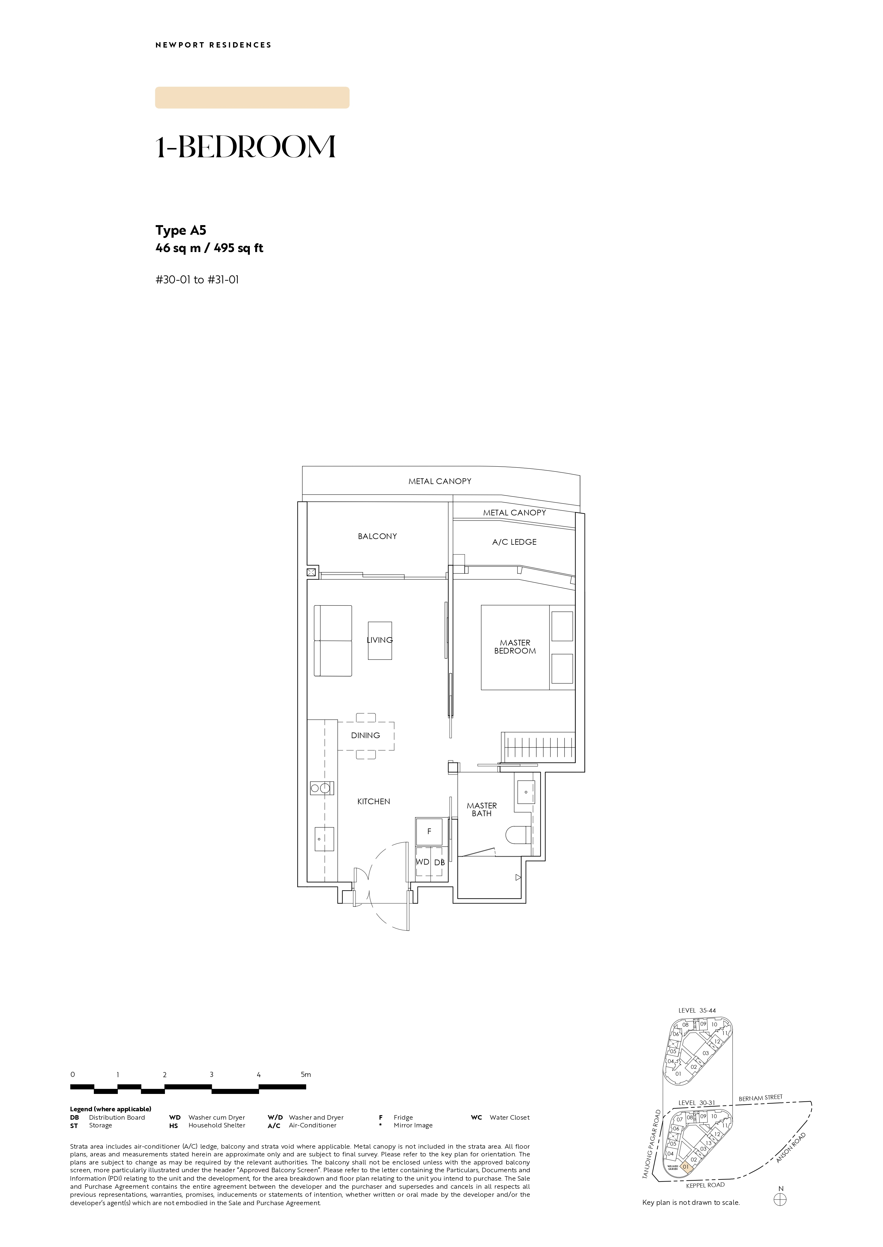 Newport Residences 1-Bedroom Type A5 - 495 sqft