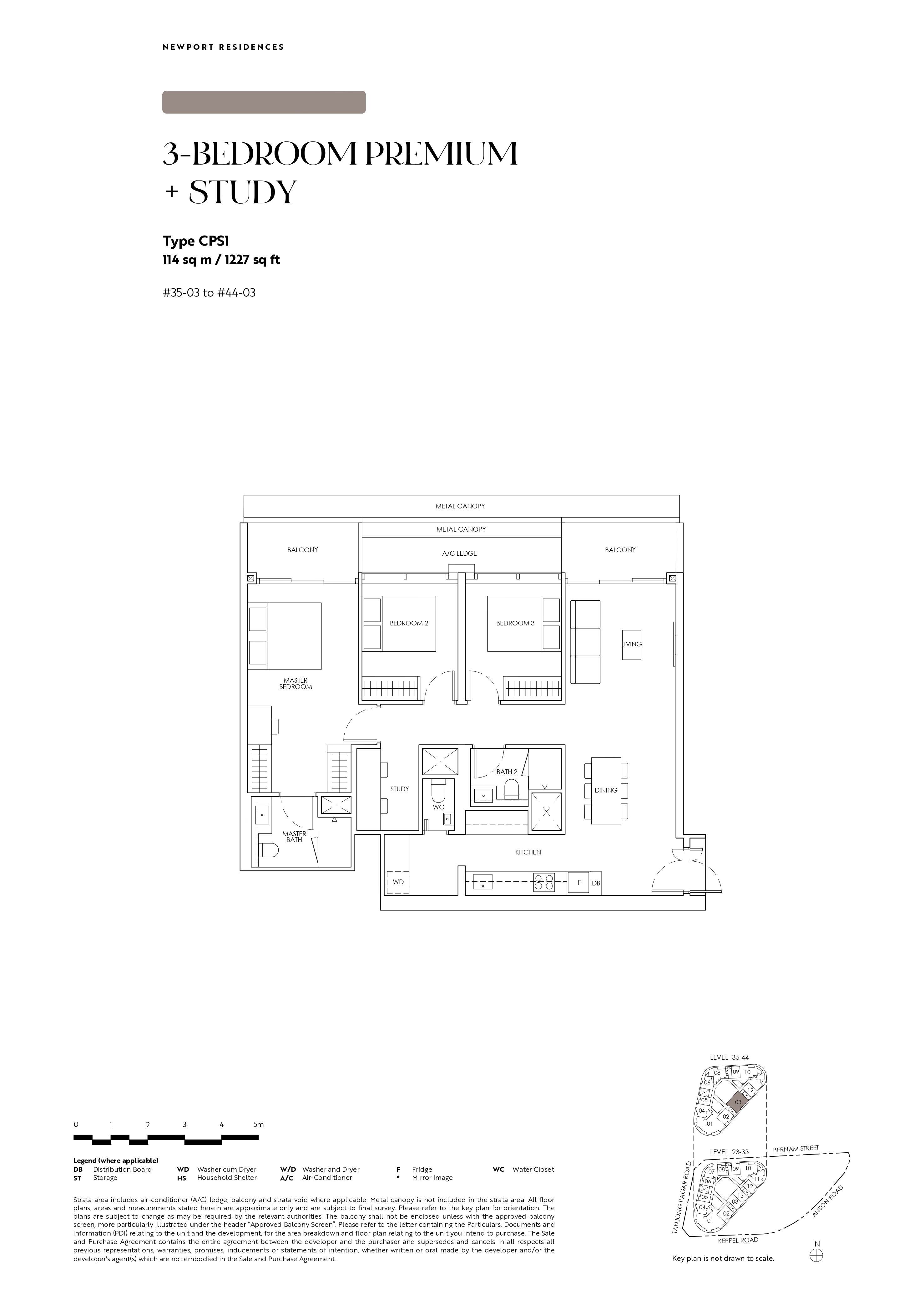 Newport Residences 3-Bedroom Premium Plus Study Type CPS1 - 1227 sqft