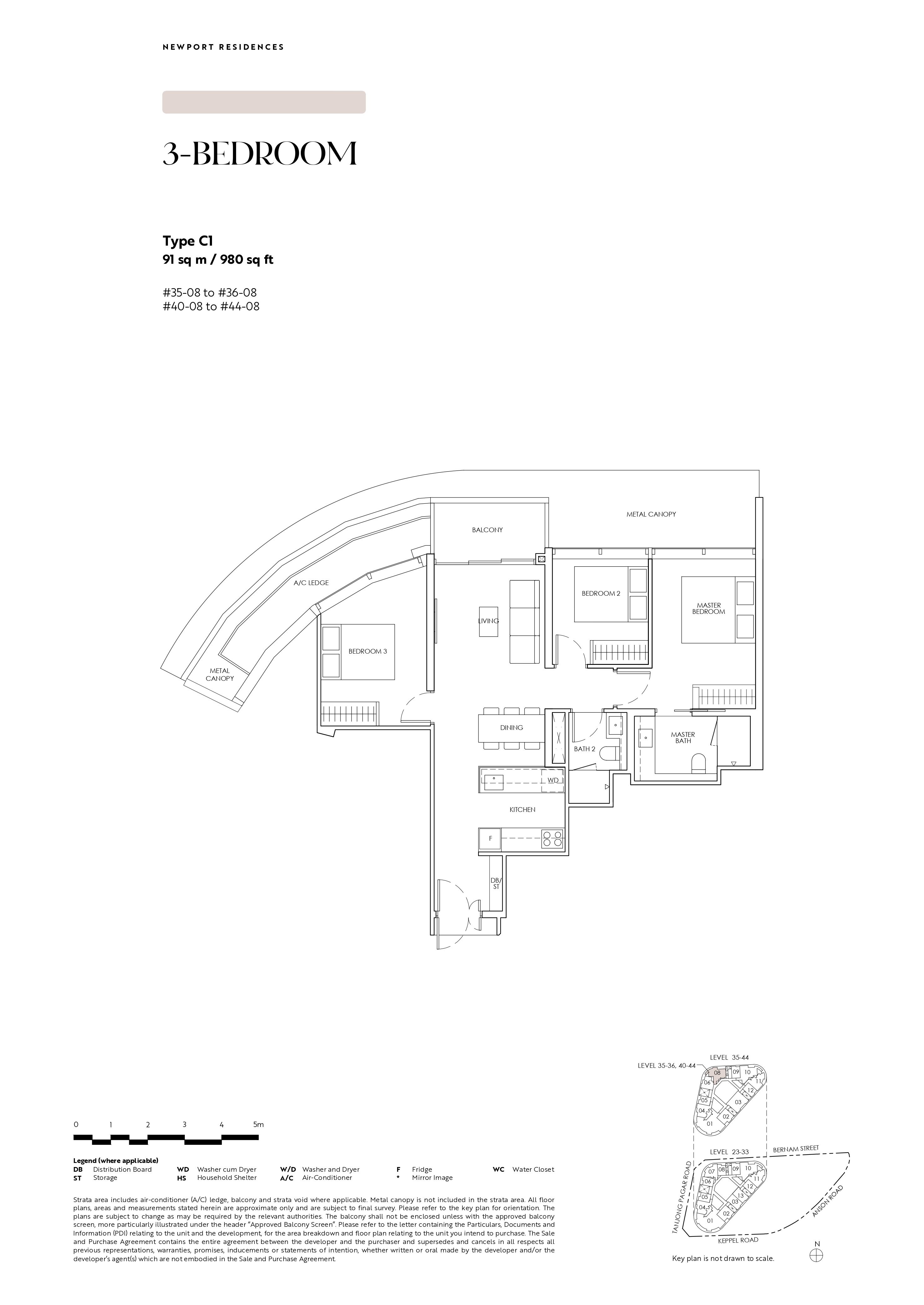 Newport Residences 3-Bedroom Type C1 - 980 sqft