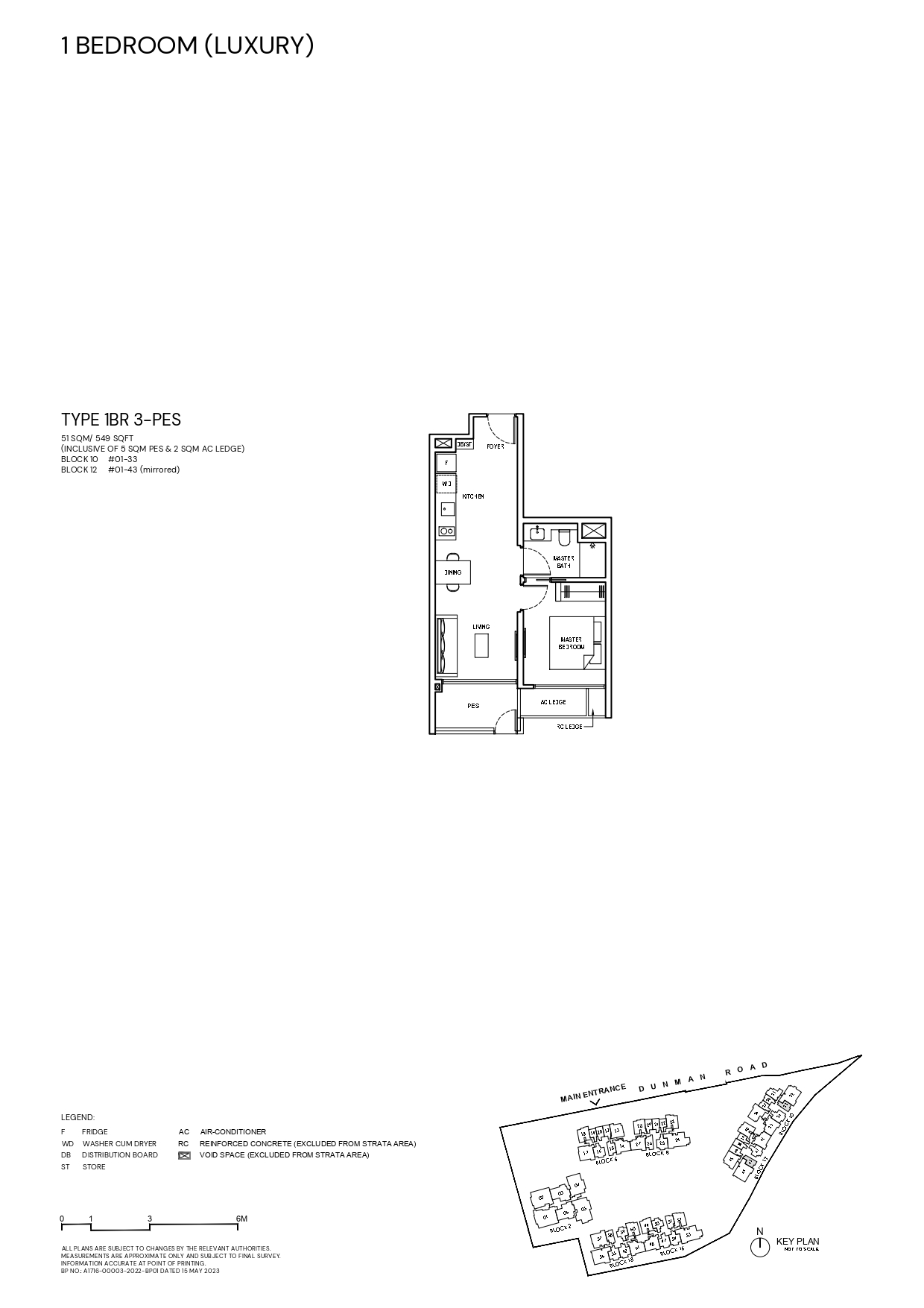 Grand Dunman Floor Plan 1 Bedroom (Luxury) Type 1BR3