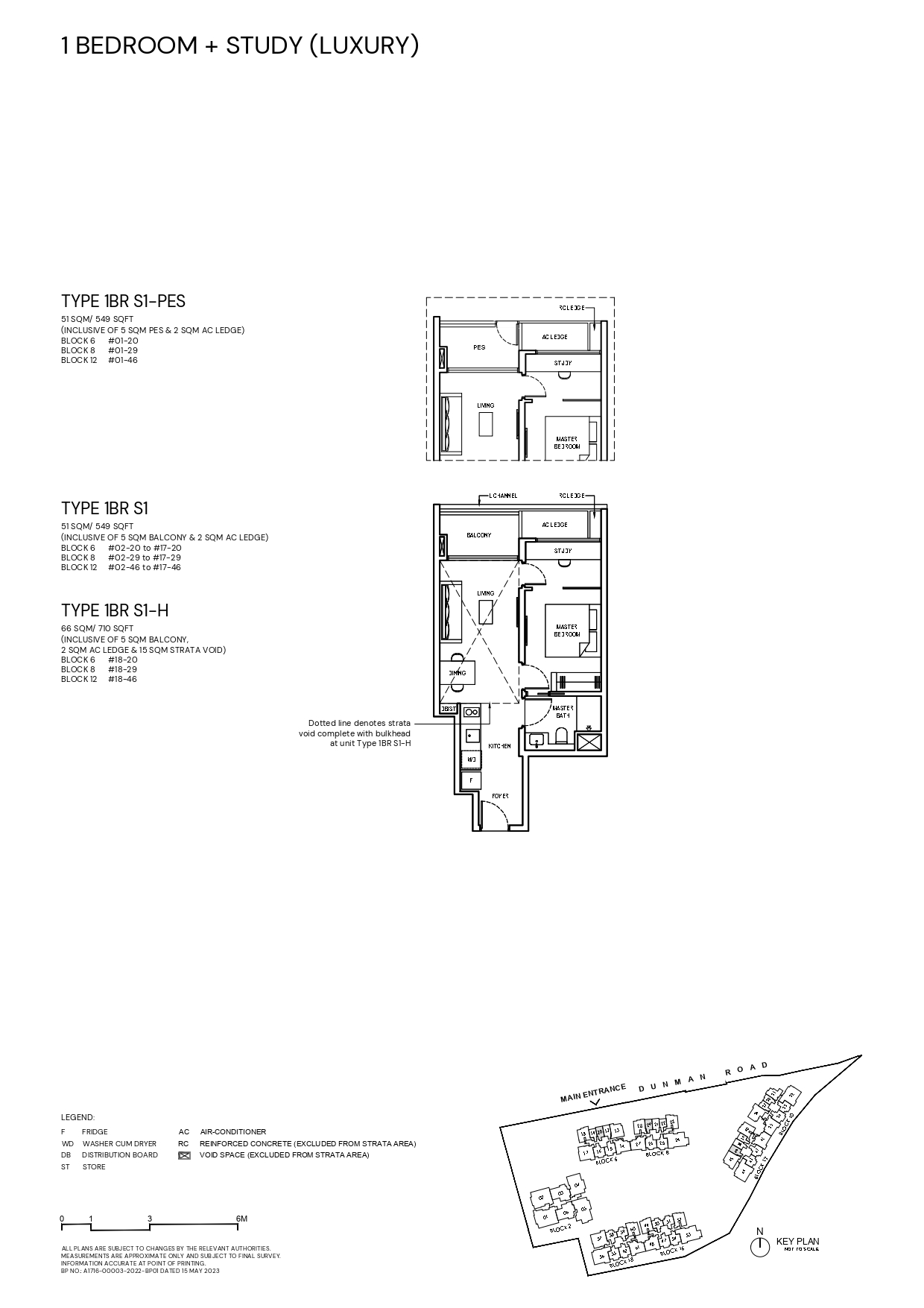 Grand Dunman Floor Plan 1 Bedroom Plus Study (Luxury) Type 1BRS1