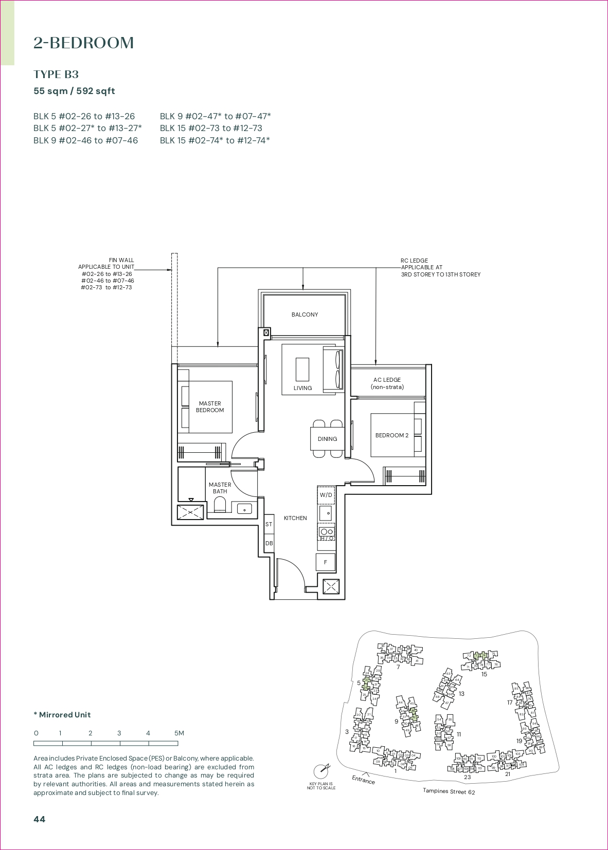 Parktown Residence 2-Bedroom Floor Plan - 592 to 721 sqft