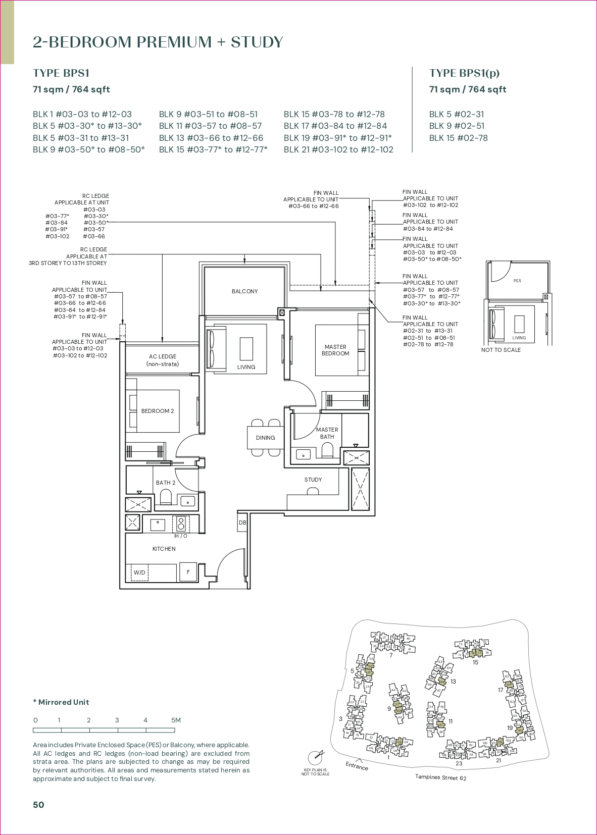 Parktown Residence 2-Bedroom Premium plus Study Floor Plan - 764 sqft
