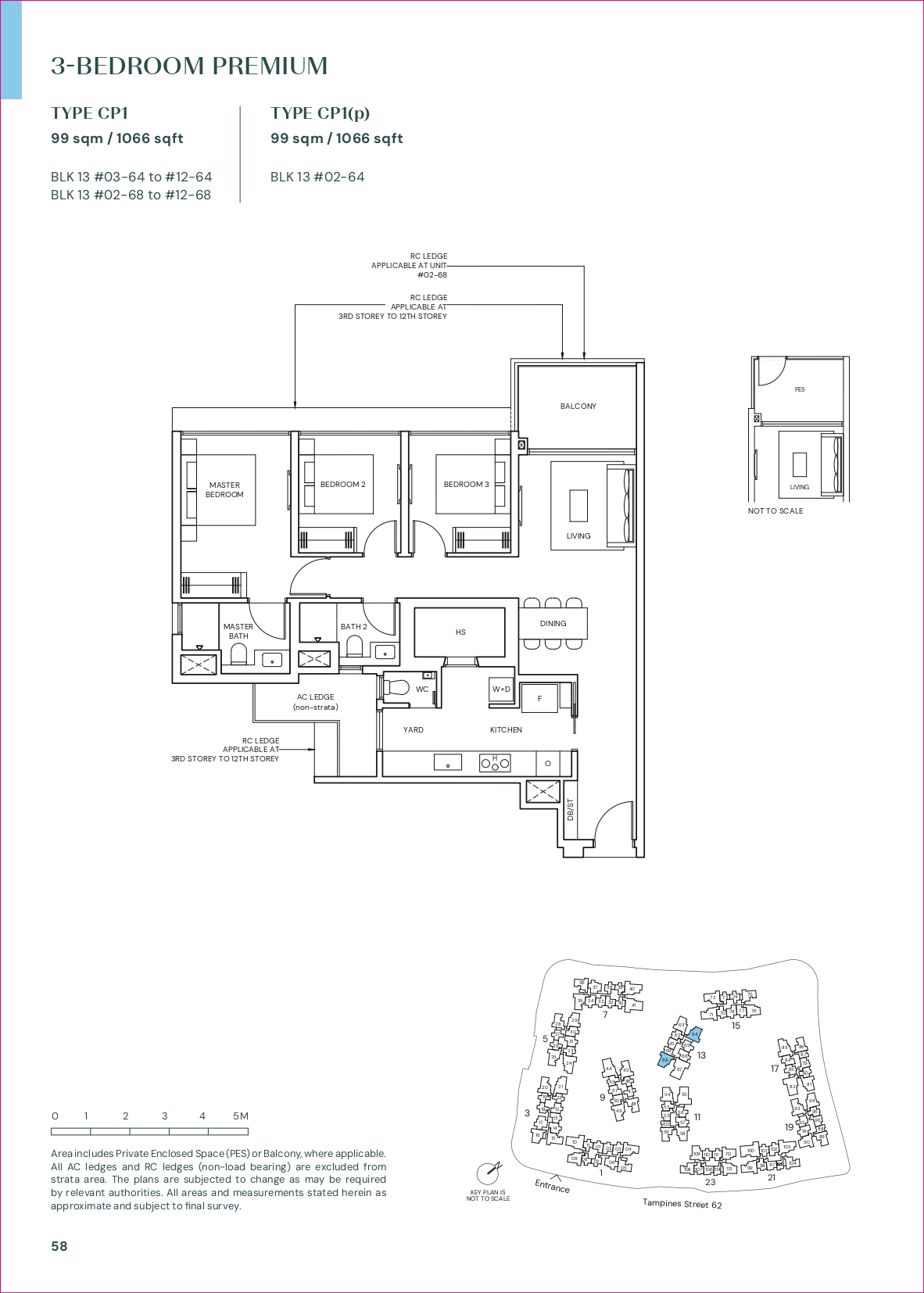 Parktown Residence 3-Bedroom Premium Floor Plan - 1,055 to 1,076 sqft