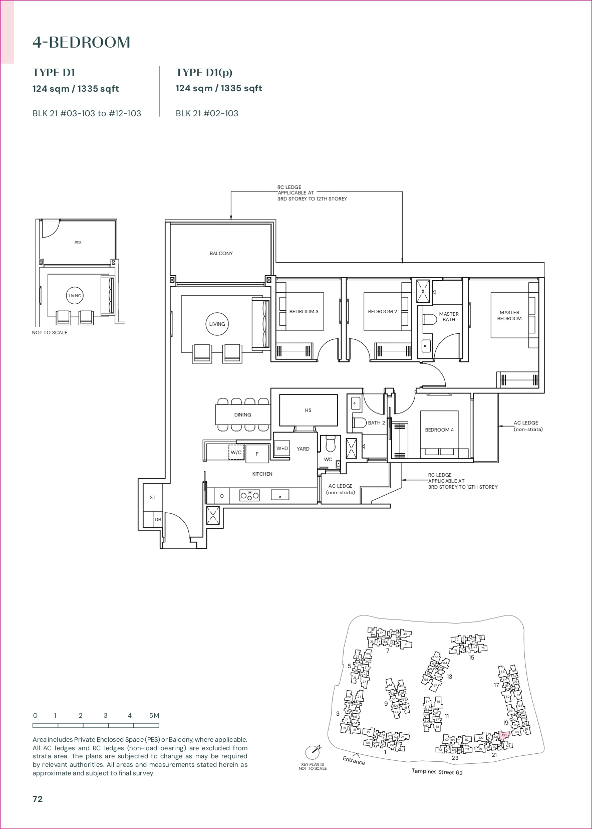 Parktown Residence 4-Bedroom Floor Plan - 1,335 to 1,356 sqft