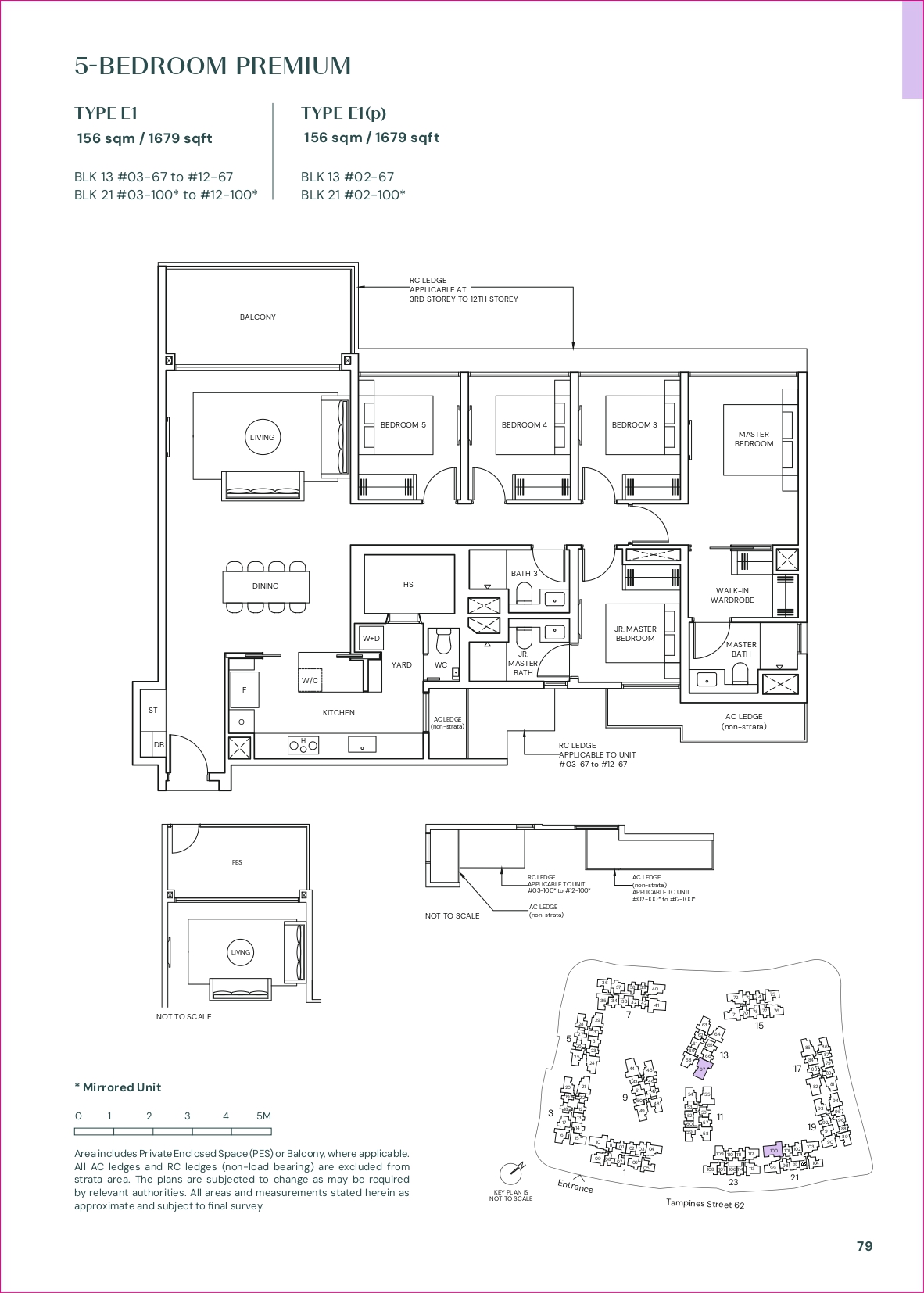 Parktown Residence 5-Bedroom Premium Floor Plan - 1,679 sqft