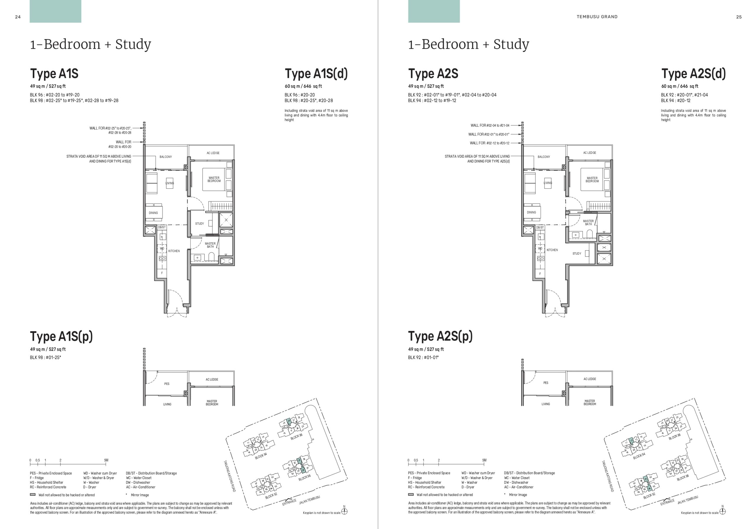 Tembusu Grand Floor Plan - 1 Bedroom Plus Study