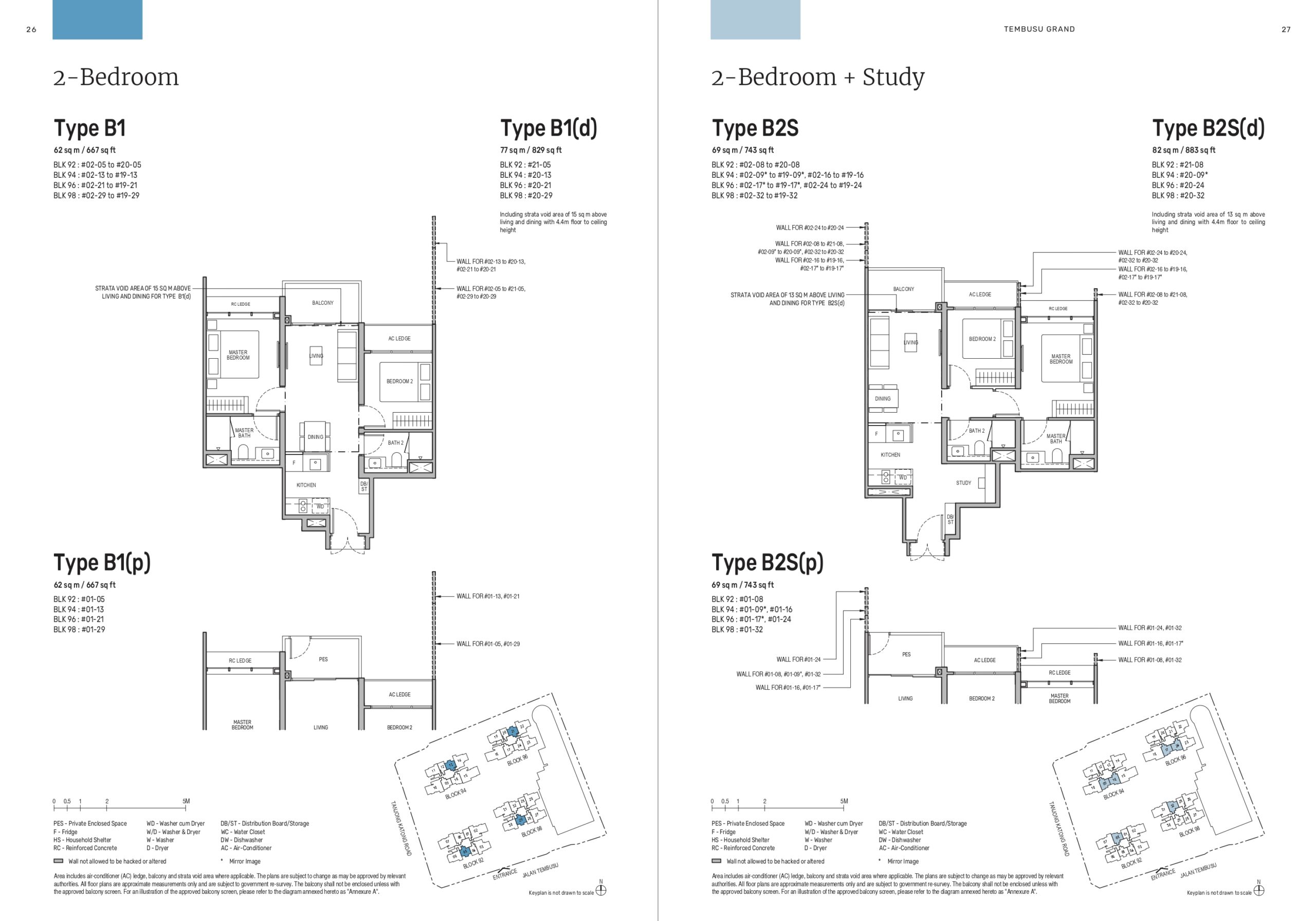 Tembusu Grand Floor Plan - 2 Bedroom & Study