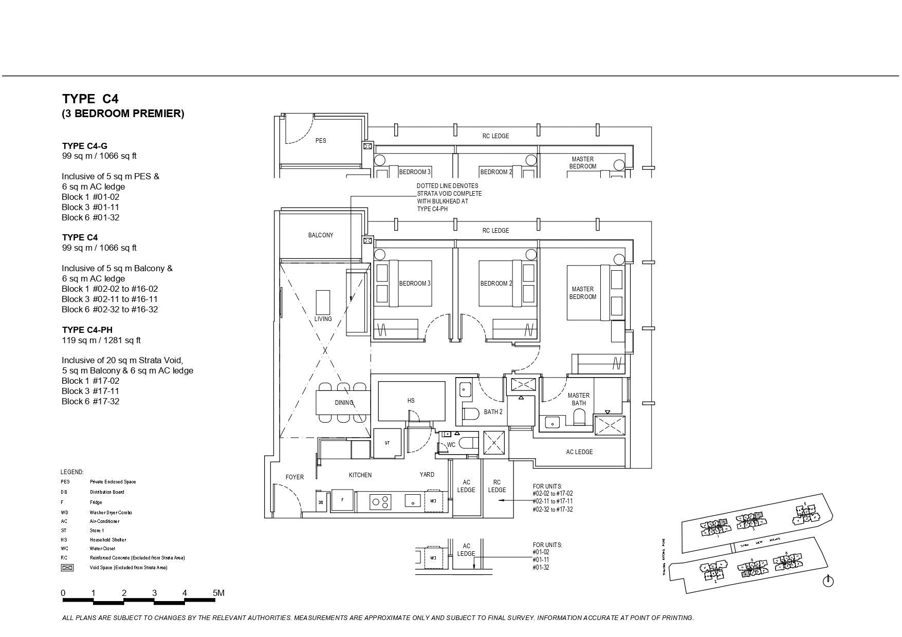 The Continuum Type C4 3-Bedroom Premier Floor Plan with balcony and PES