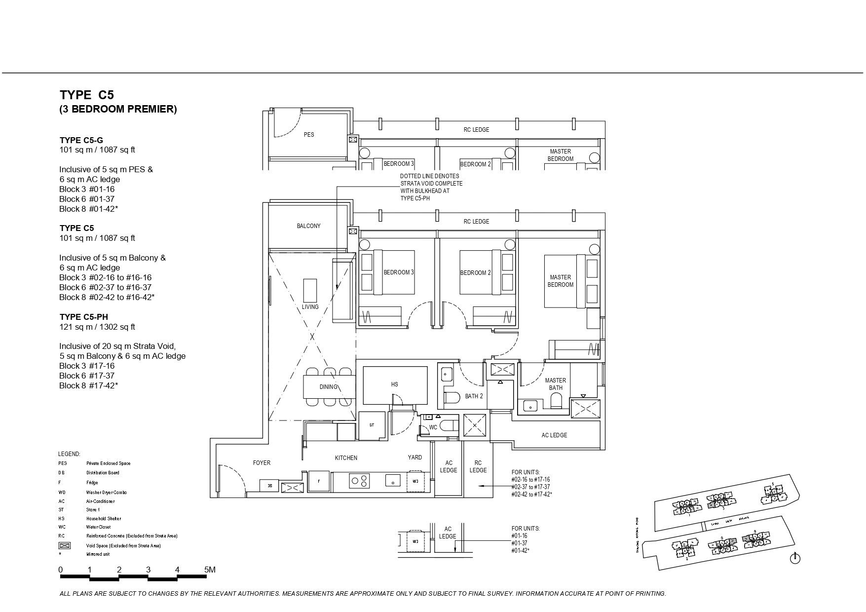 The Continuum Type C5 3-Bedroom Premier Floor Plan with balcony and strata void