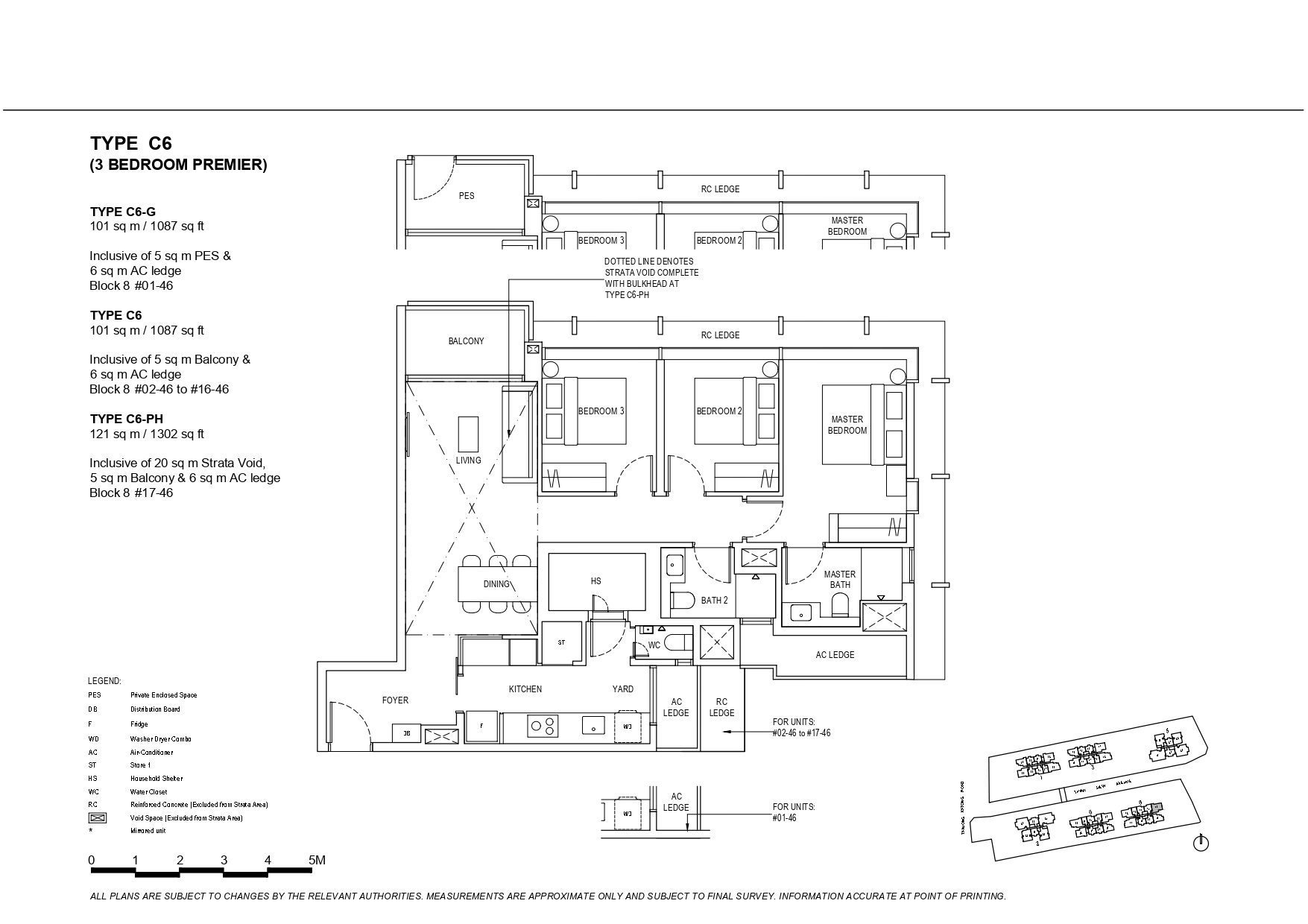 The Continuum Type C6 3-Bedroom Premier Floor Plan with balcony or PES