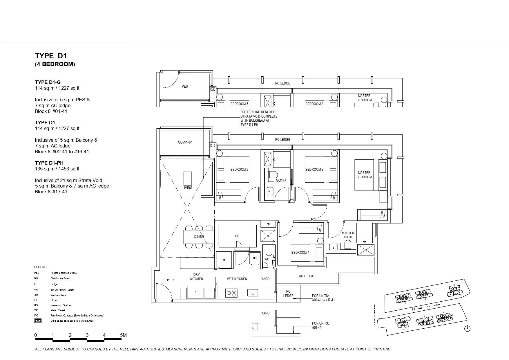 The Continuum Type D1 4-Bedroom Floor Plan with PES or balcony