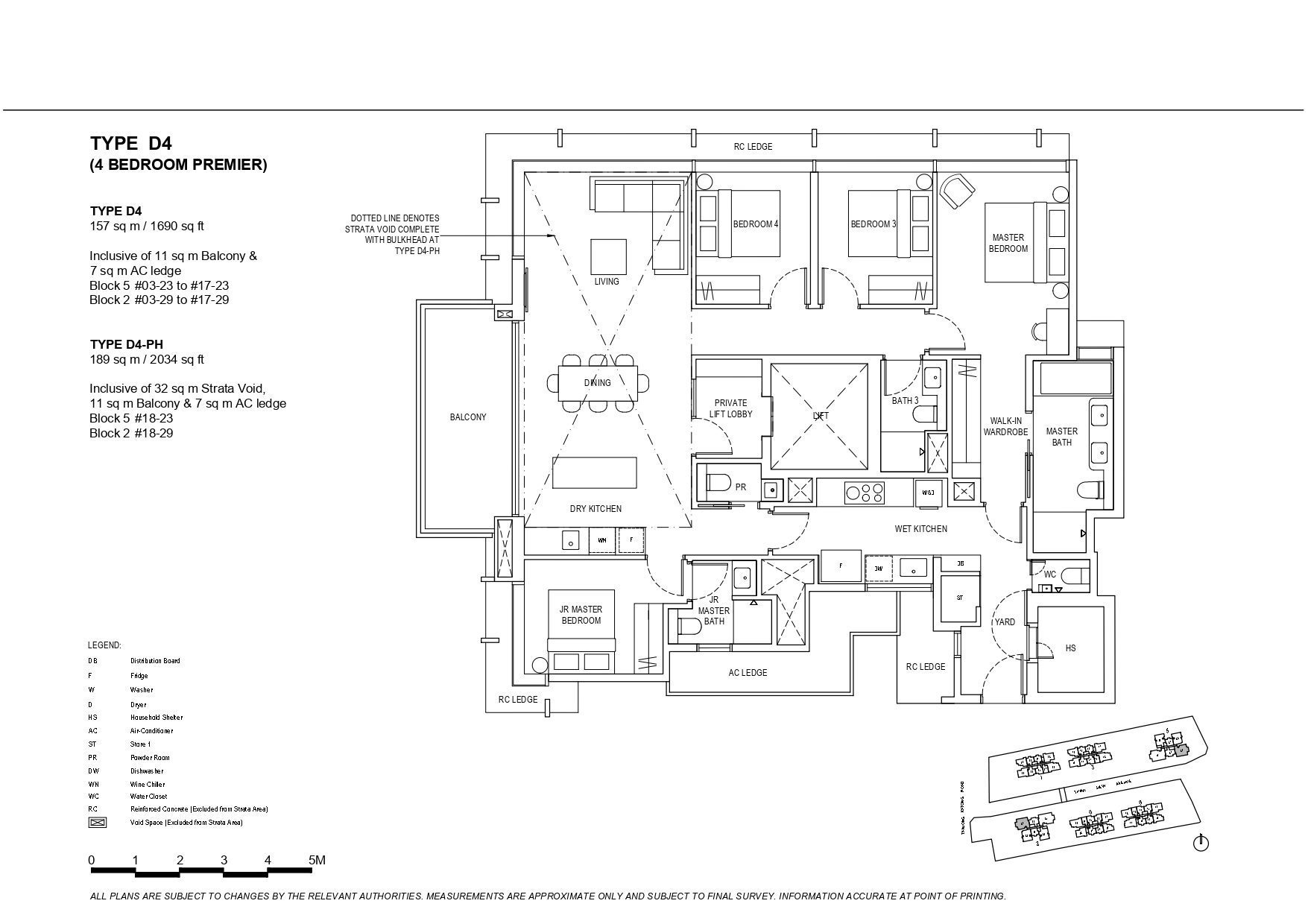 The Continuum Type D4 4-Bedroom Premier Floor Plan with strata void and balcony