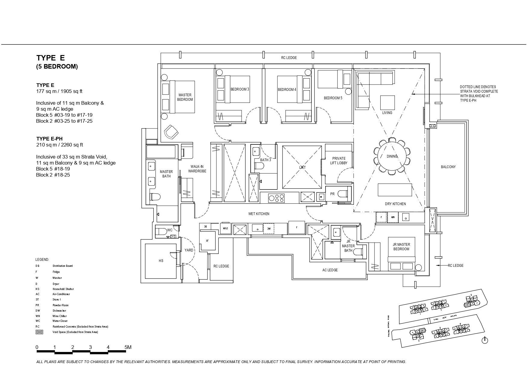 The Continuum Type E 5-Bedroom Floor Plan with private lift, dry and wet kitchens