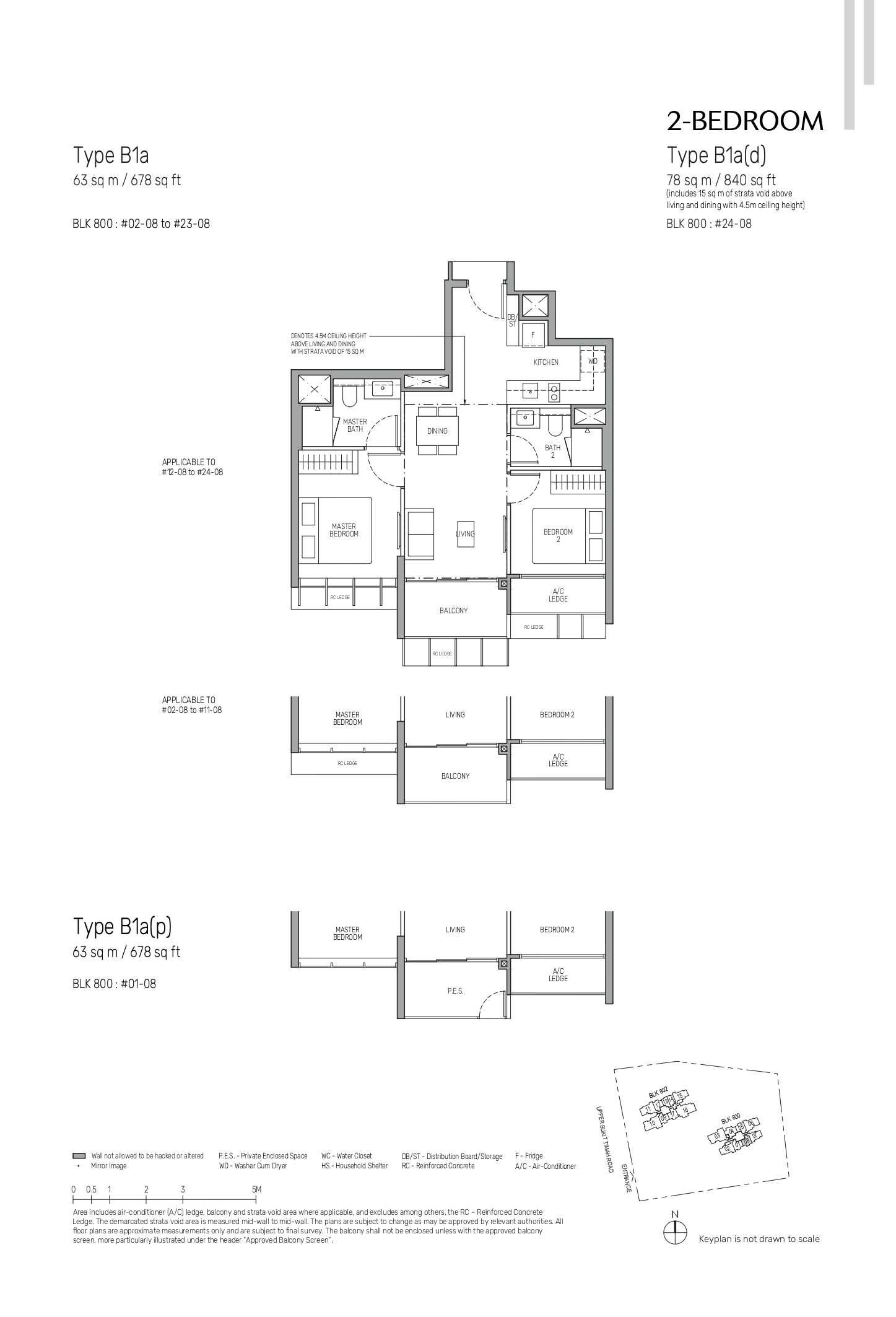 The Myst 2-Bedroom Floor Plan highlighting Type B1a and B1a(p) with symmetrical design.