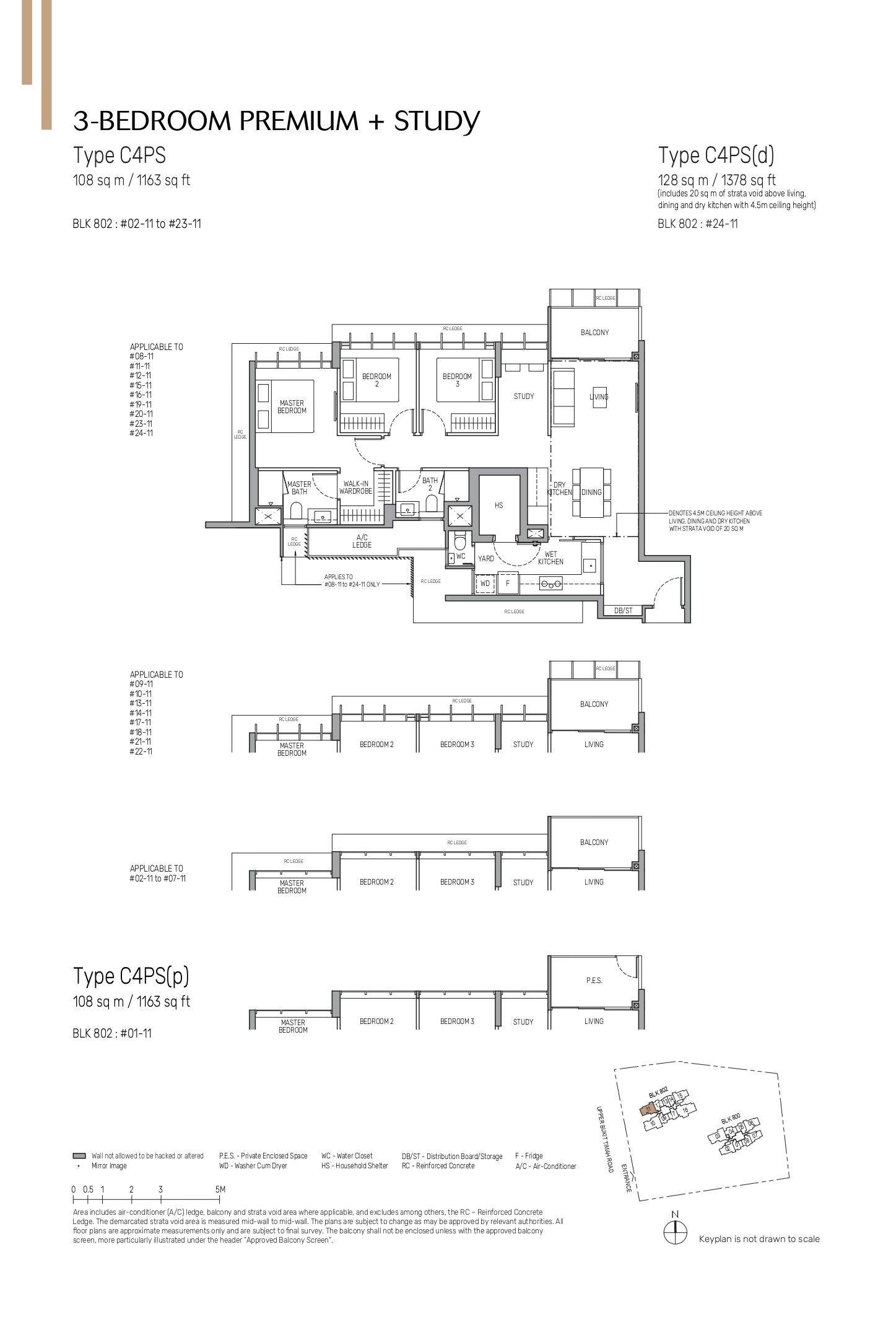 The Myst 3-Bedroom Premium Plus Study Floor Plan - Type C4PS