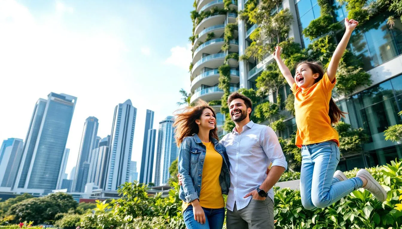 Happy moment of A Singaporen family after buying A condominum. models must be like local singaporean peopl